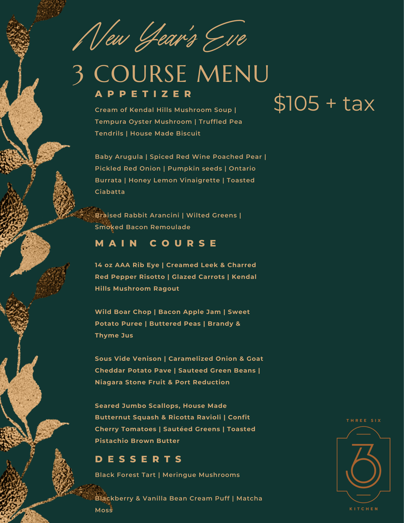 Black Gold Elegant New Year's Eve Menu Animated Instagram Story